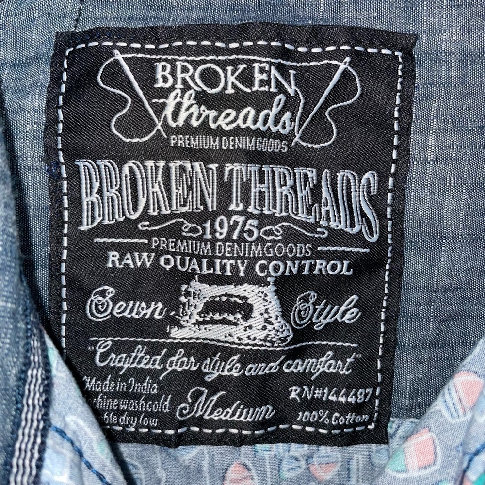 Broken Threads Fishing Bobbers Print Short Sleeve… - image 2